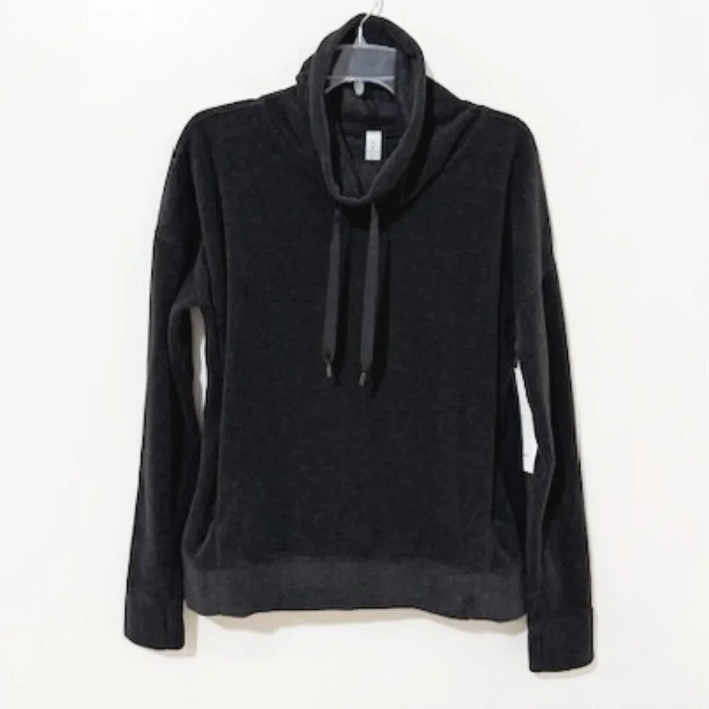 Lululemon Go Forward Pullover Fleece Gray Black High-Neck Size 10
